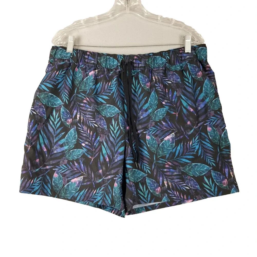 Reel Legends Shorts Mens Large‎ Leaf Print Swim Trunks Shorts Pockets